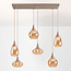 6-lichts hanglamp Loic met amber glas - zandbeige