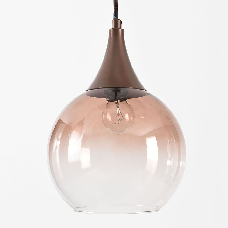 6-lichts hanglamp Loic met ombre glas - bruin