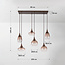 6-lichts hanglamp Loic met ombre glas - bruin