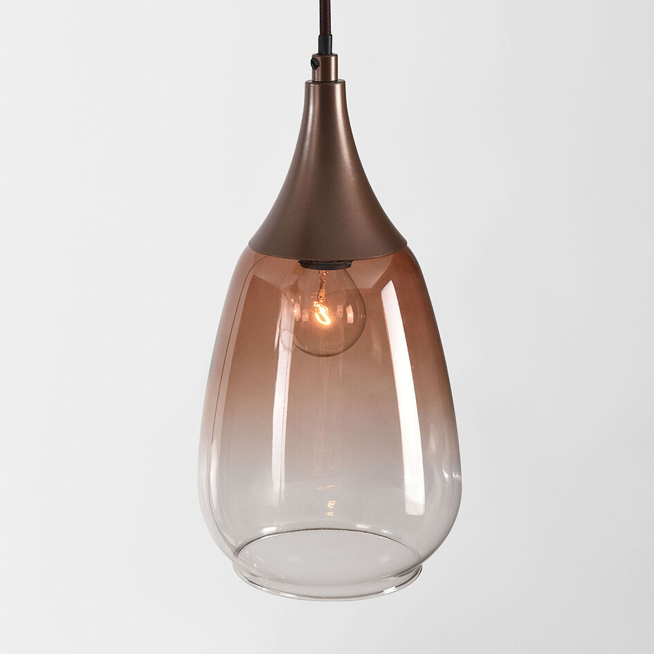6-lichts hanglamp Loic met ombre glas - bruin
