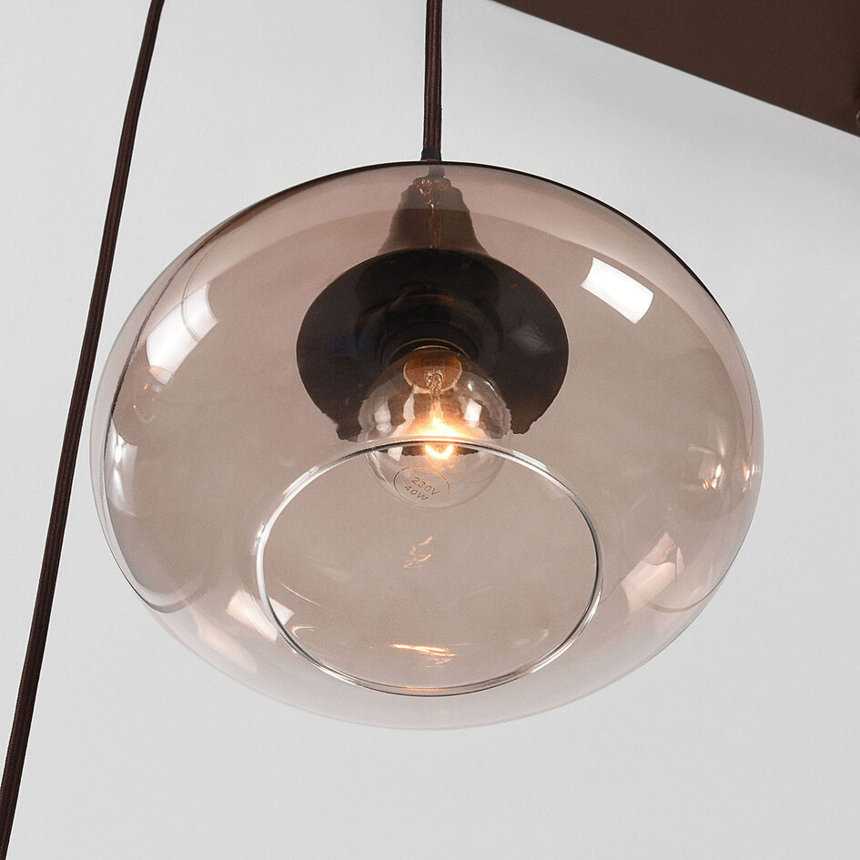 6-lichts hanglamp Loic met ombre glas - bruin