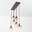 6-lichts hanglamp Loic met ombre glas - bruin