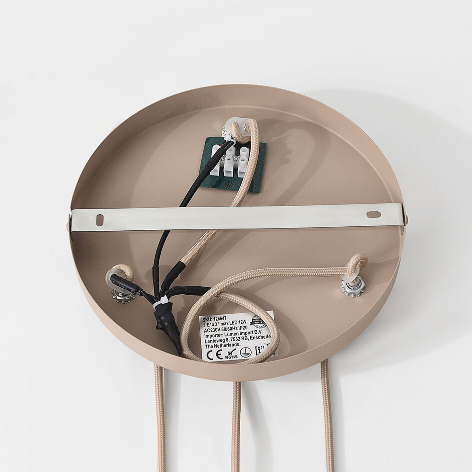 3-lichts hanglamp Loua met transparant glas - zandbeige