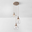 3-lichts hanglamp Loua met transparant glas - zandbeige