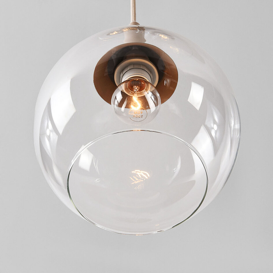 3-lichts hanglamp Loua met transparant glas - zandbeige
