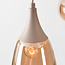 3-lichts hanglamp Loua met amber glas - zandbeige