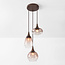 3-lichts hanglamp Loua met ombre glas - bruin