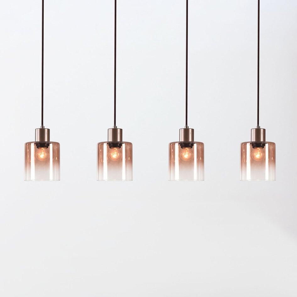 4-lichts hanglamp Palaio met ombre glas in bruin