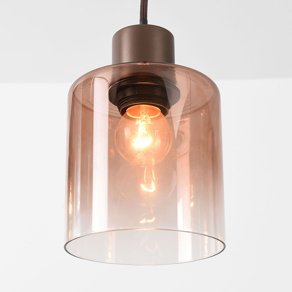 4-lichts hanglamp Palaio met ombre glas - bruin