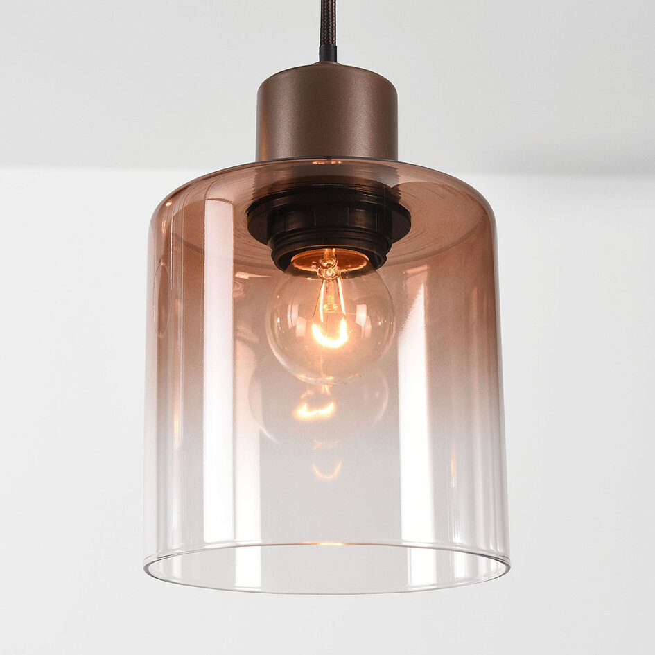 6-lichts hanglamp Palaio met ombre glas - bruin