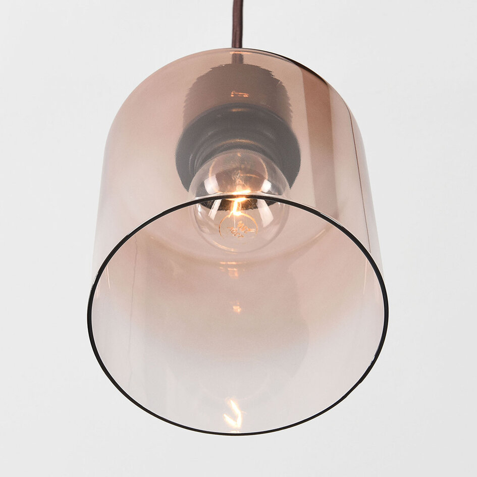 6-lichts hanglamp Palaio met ombre glas - bruin