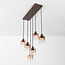 6-lichts hanglamp Palaio met ombre glas - bruin