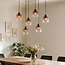 6-lichts hanglamp Palaio met ombre glas - bruin