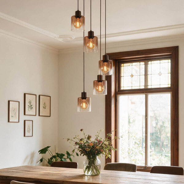 Design hanglamp Palaio 5-lichts met ombre glas - bruin