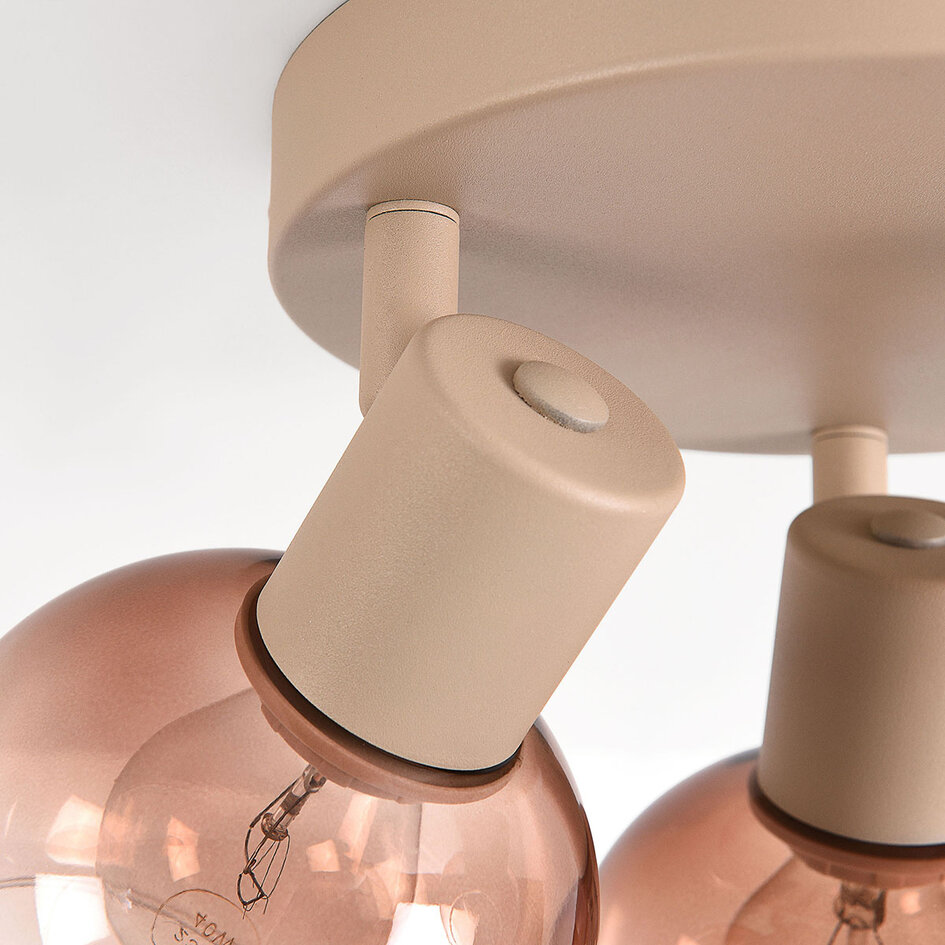 Verstelbare plafondlamp Terra 3-lichts met ombre glas - beige