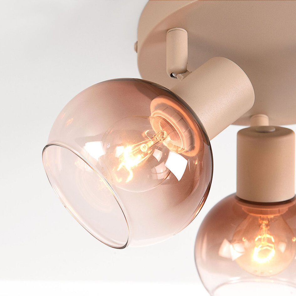 Verstelbare plafondlamp Terra 3-lichts met ombre glas - beige