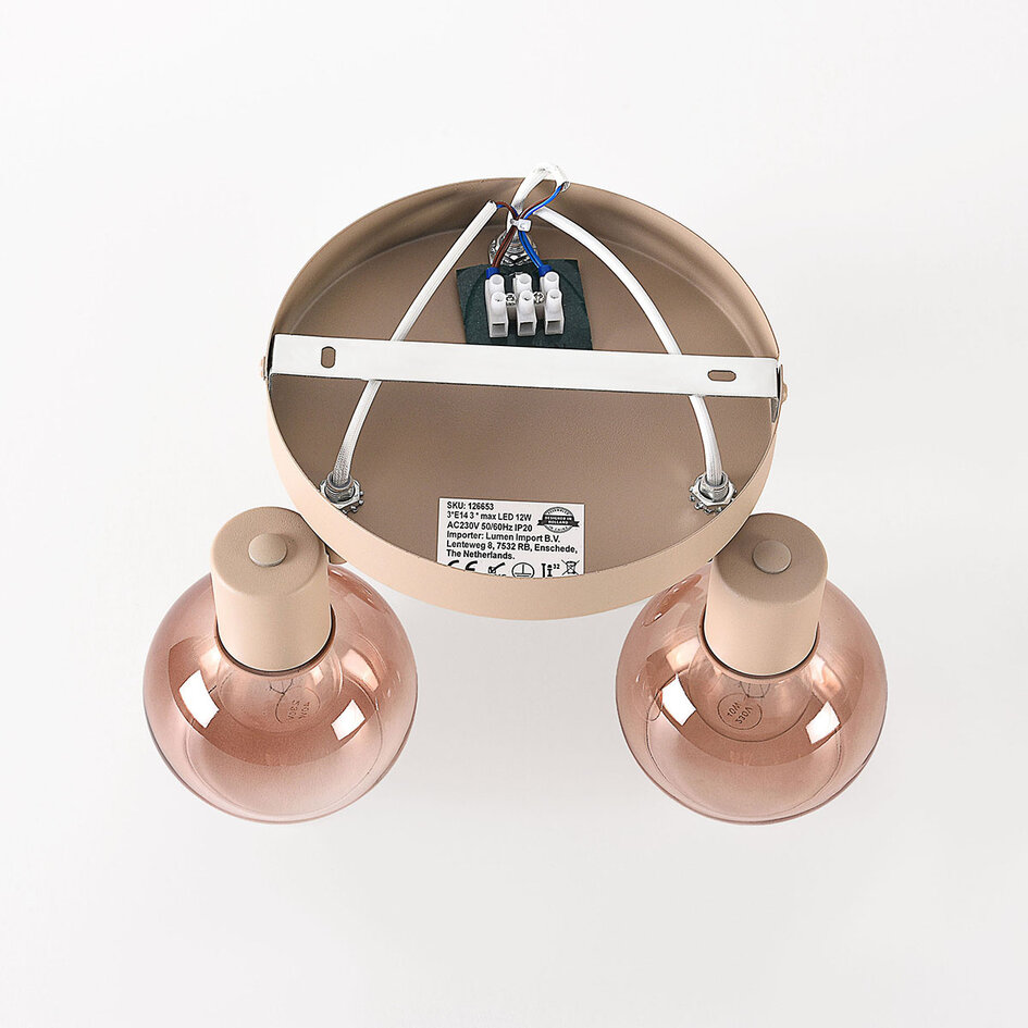 Verstelbare plafondlamp Terra 3-lichts met ombre glas - beige