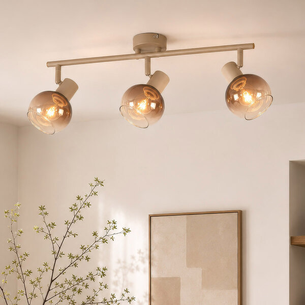 Verstelbare plafondlamp Lorie 3-lichts met ombre glas - beige