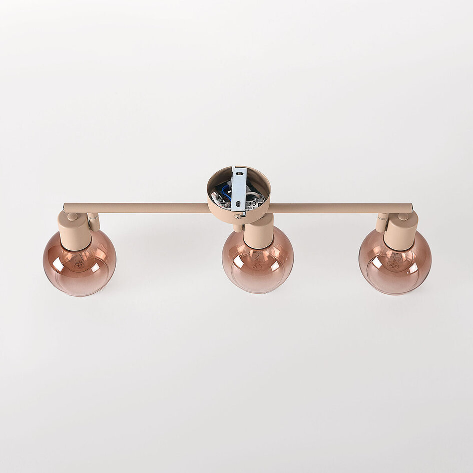 Verstelbare plafondlamp Lorie 3-lichts met ombre glas - beige