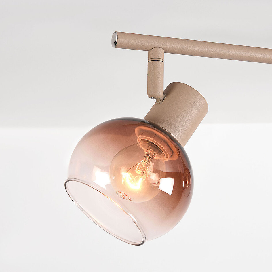 Verstelbare plafondlamp Lorie 3-lichts met ombre glas - beige