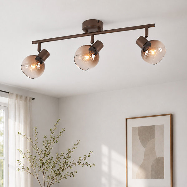 Verstelbare plafondlamp Lorie 3-lichts met ombre glas - bruin