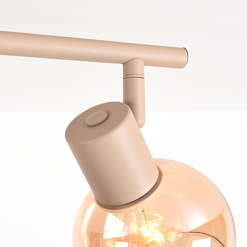 Verstelbare plafondlamp Lorie 3-lichts met amber glas - beige