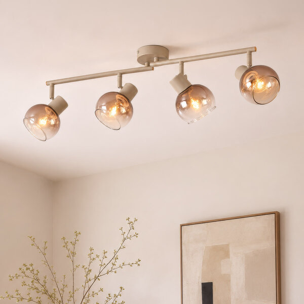 4-lichts verstelbare plafondlamp Dari met ombre glas - beige