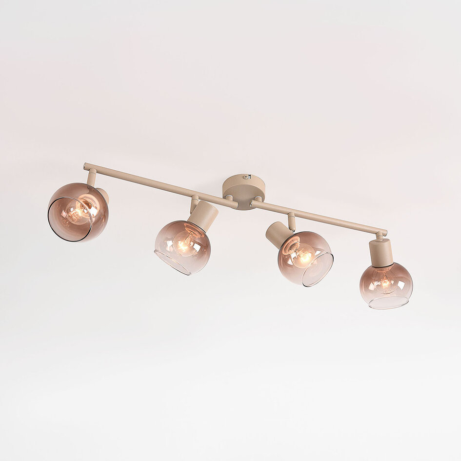 4-lichts verstelbare plafondlamp Dari met ombre glas - beige
