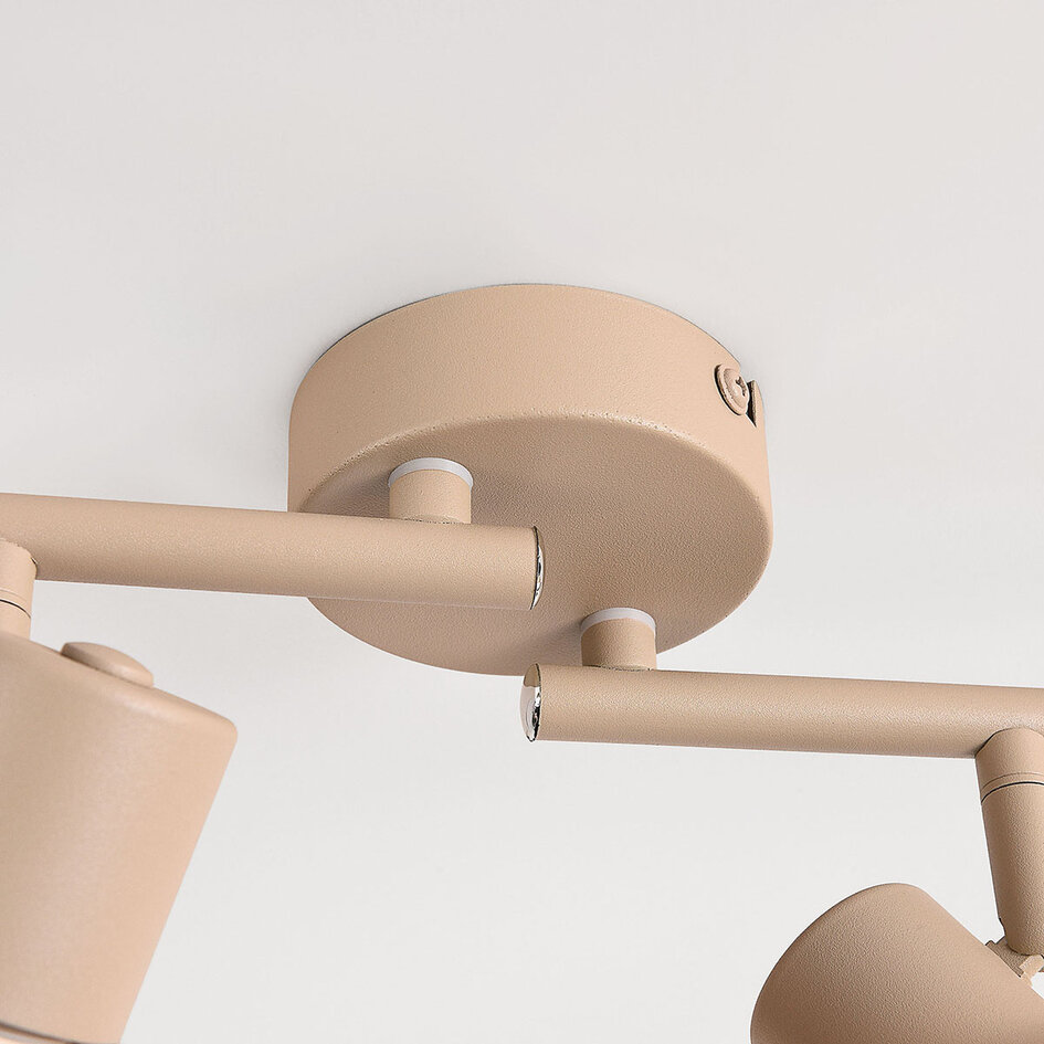 4-lichts verstelbare plafondlamp Dari met amber glas - beige