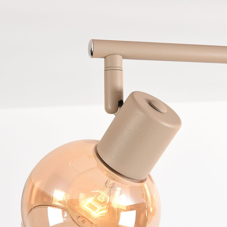 4-lichts verstelbare plafondlamp Dari met amber glas - beige