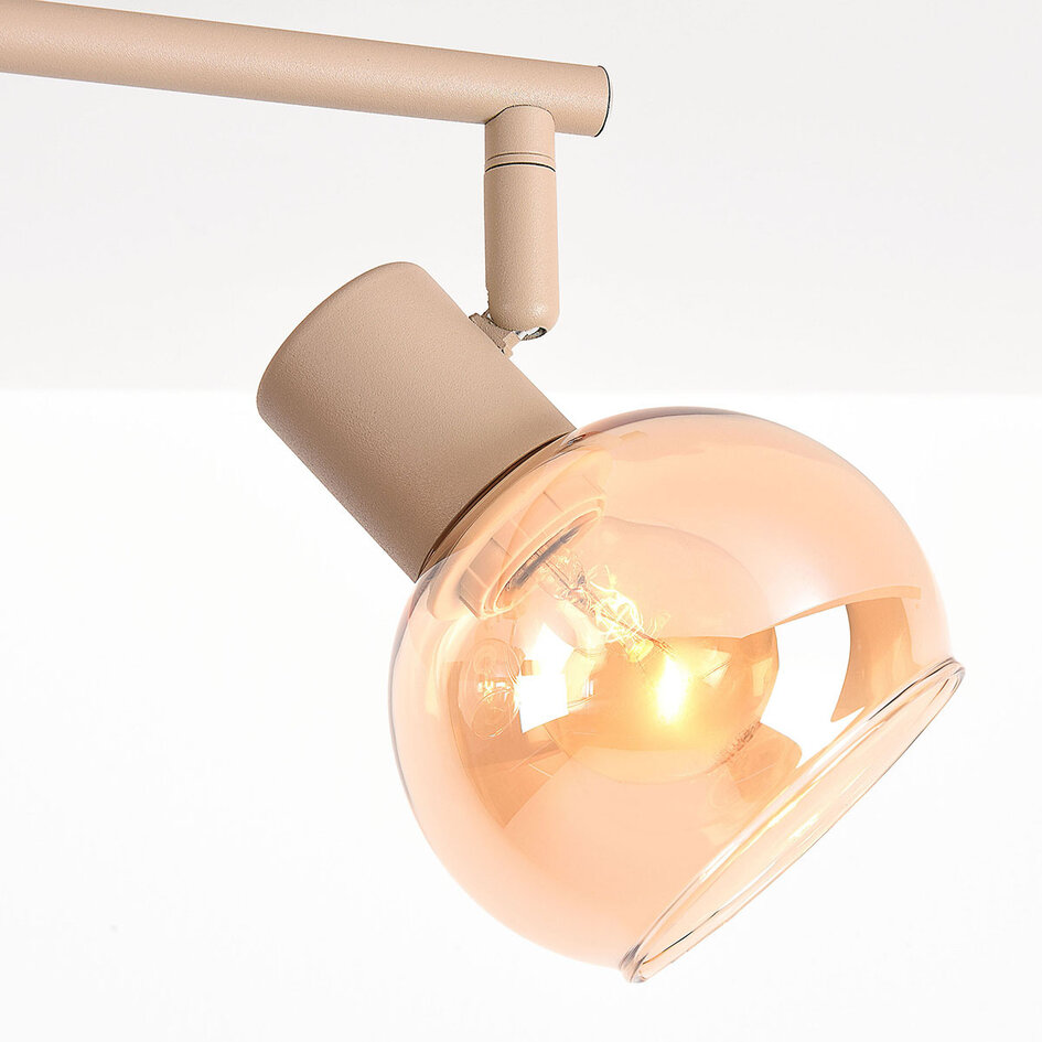 4-lichts verstelbare plafondlamp Dari met amber glas - beige