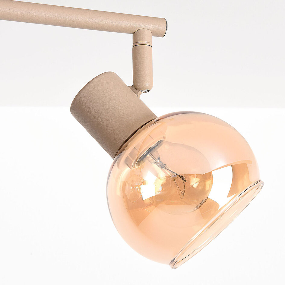 4-lichts verstelbare plafondlamp Dari met amber glas - beige
