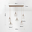6-lichts hanglamp Loic met transparant glas - zandbeige