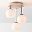 Plafondlamp Carati van travertin (natuursteen) met melkwit glas, 3-lichts - beige