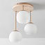 Plafondlamp Carati van travertin (natuursteen) met melkwit glas, 3-lichts - beige