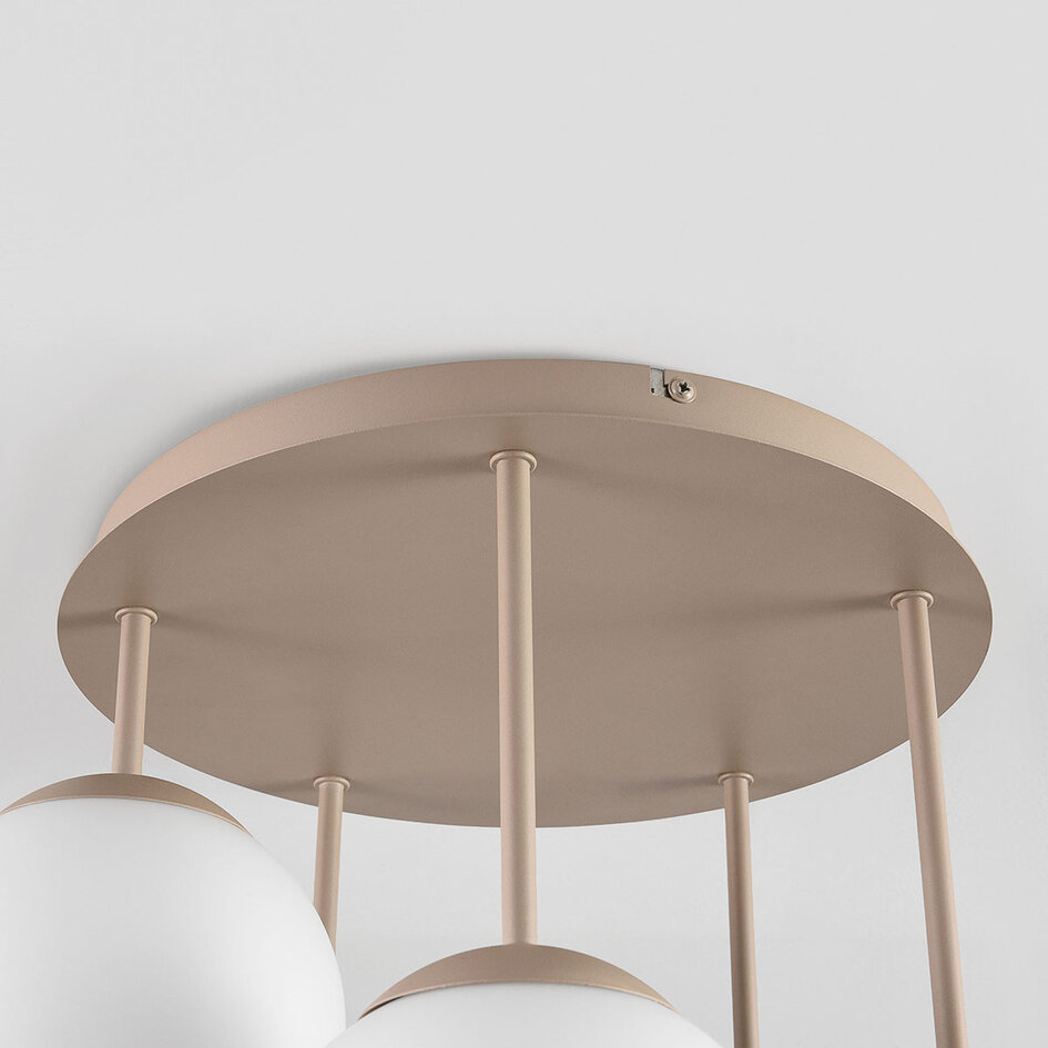 Plafondlamp Carat van travertin (natuursteen) met melkwit glas, 5-lichts - beige