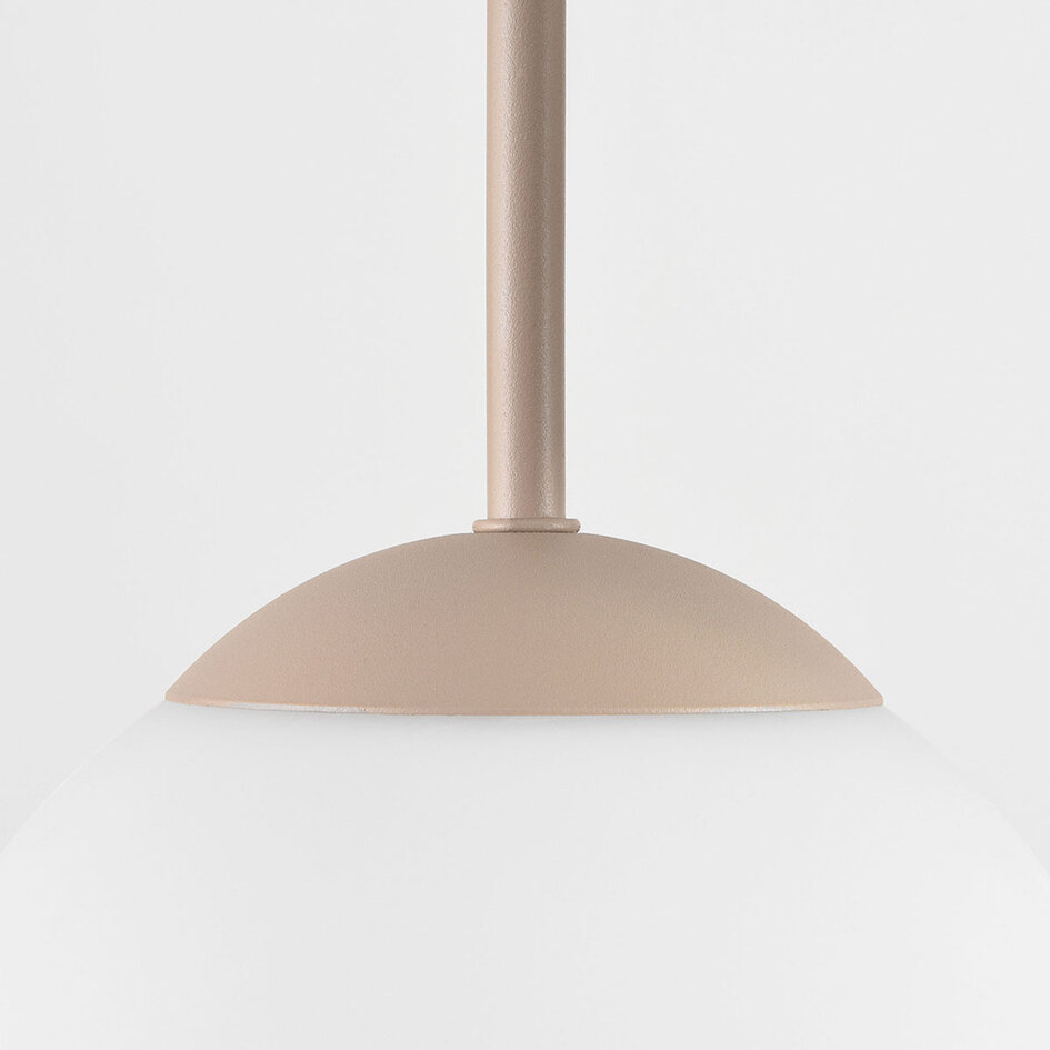 Plafondlamp Carat van travertin (natuursteen) met melkwit glas, 5-lichts - beige
