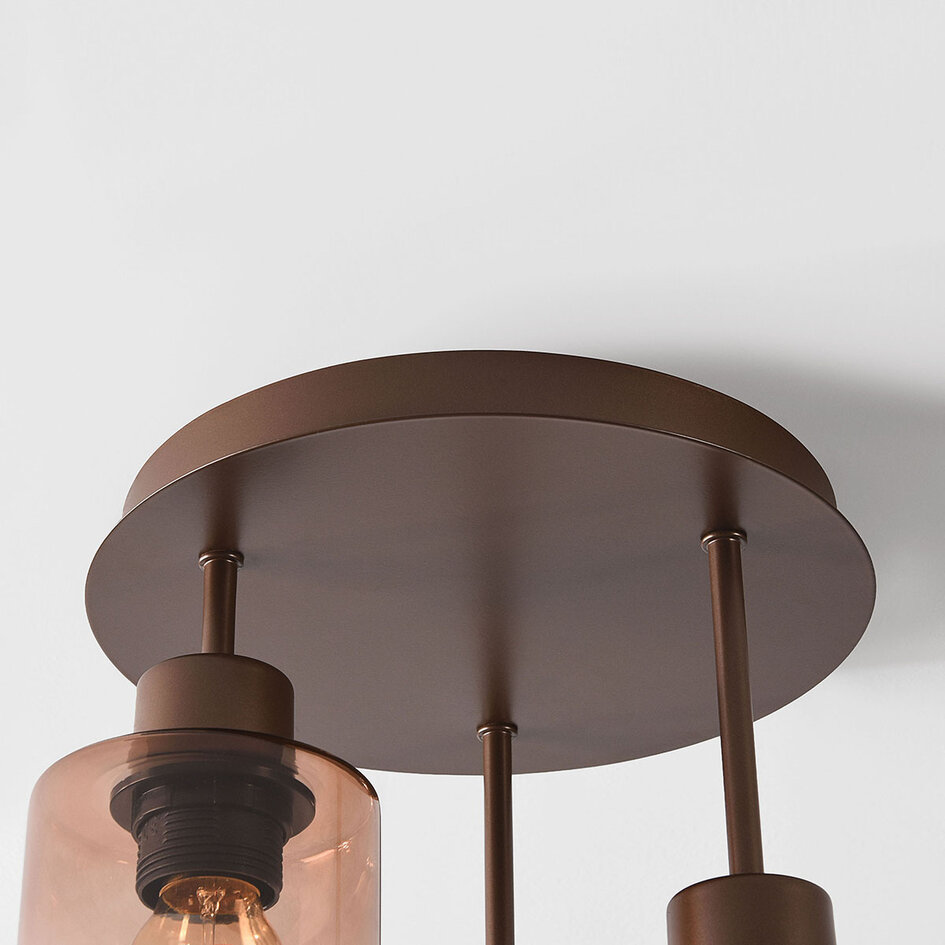Plafondlamp Lire 3-lichts met ombre glas - bruin