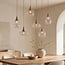6-lichts hanglamp Loic met transparant glas - zandbeige