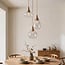 3-lichts hanglamp Loua met transparant glas - zandbeige