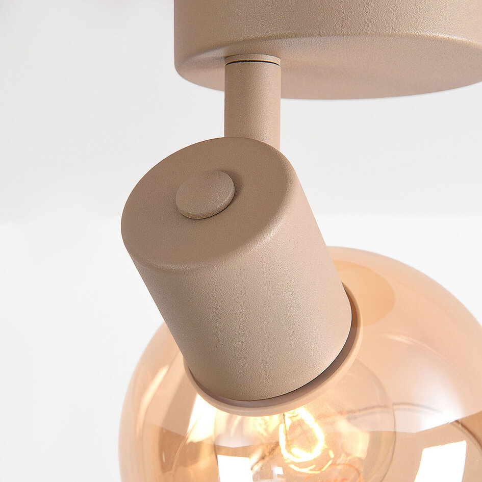 Verstelbare plafondspot Pilou met amber glas - beige