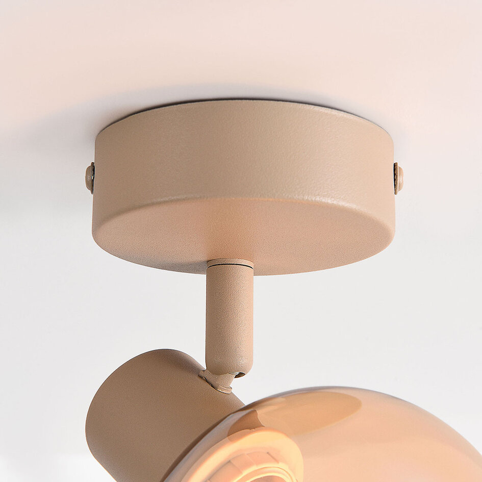 Verstelbare wandspot Pilou met amber glas - beige