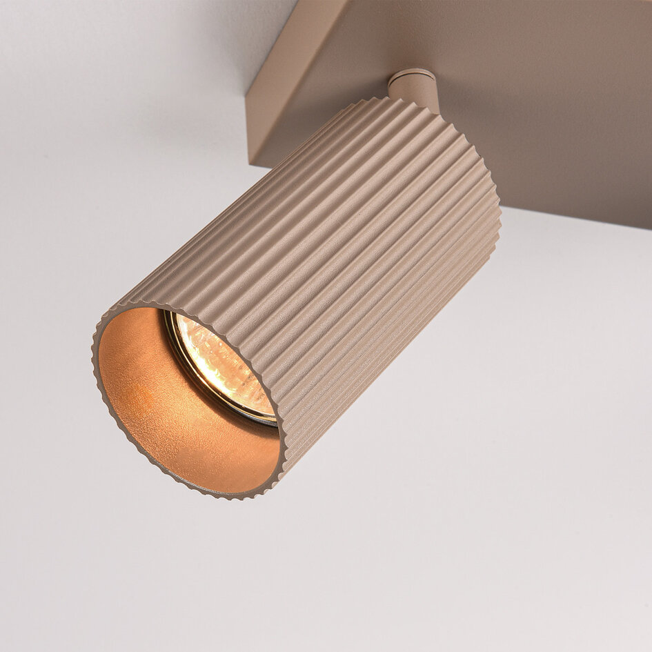 Plafondlamp Blaze met 3 geribbelde, verstelbare spots - zandbeige