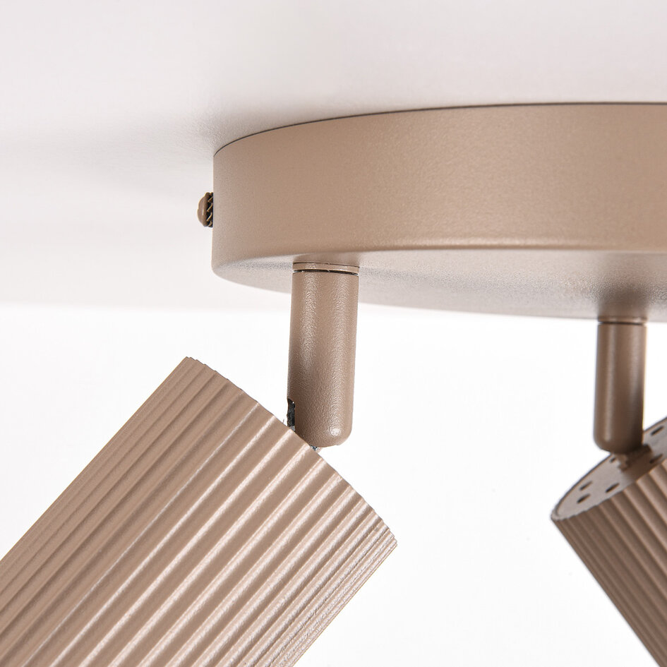 3-lichts verstelbare plafondlamp Blaze met geribbelde spots - zandbeige