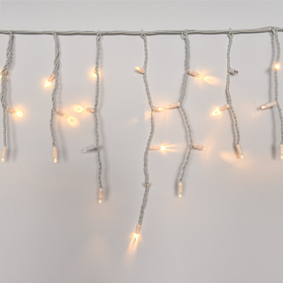 IJspegelverlichting koppelbaar | vanaf 3 meter | 114 LEDs | warm wit met twinkel | wit snoer | rubber