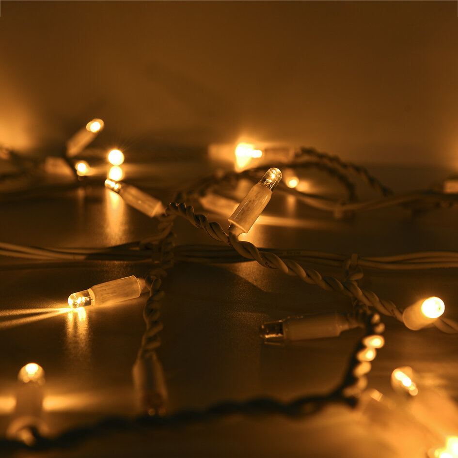 IJspegelverlichting koppelbaar | vanaf 3 meter | 114 LEDs | warm wit met twinkel | wit snoer | rubber