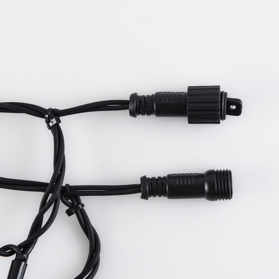 Lichtgordijn koppelbaar zwart | vanaf 2 meter | 300 LEDs | 2200K extra warm wit met twinkel | rubber