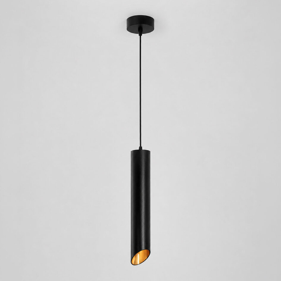 Moderne hanglamp zwart met gouden binnenzijde - May