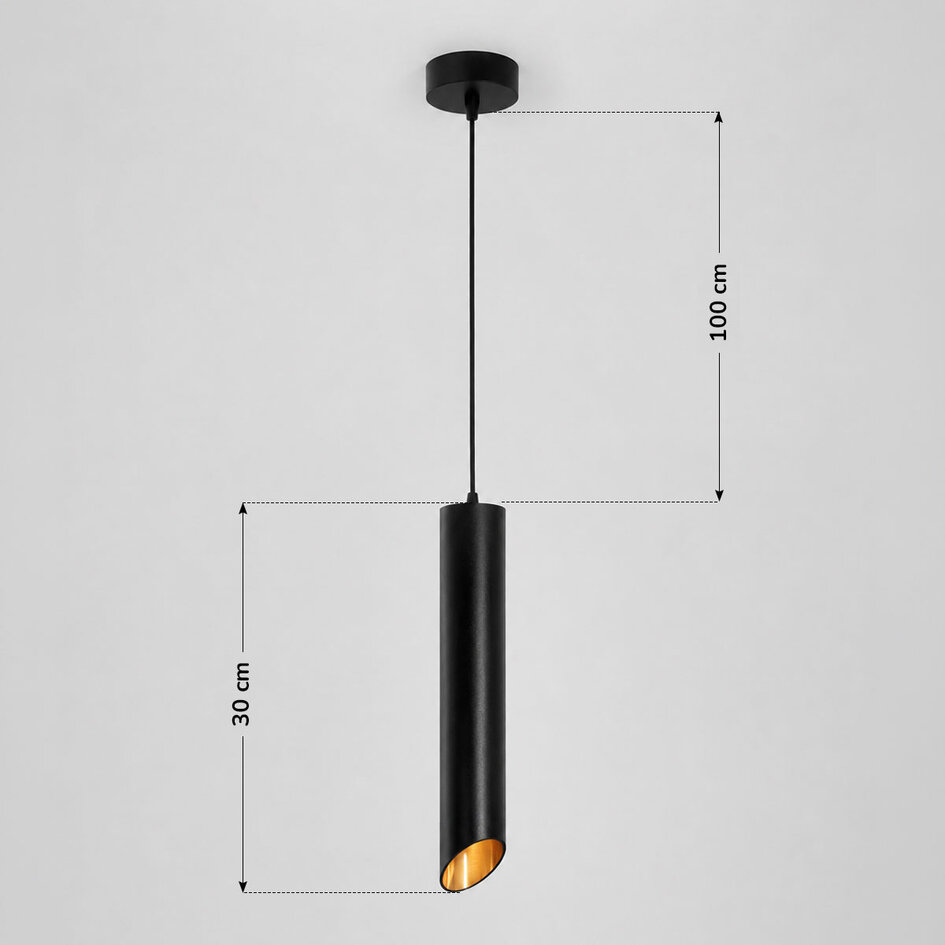Moderne hanglamp zwart met gouden binnenzijde - May