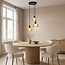 Moderne  mat zwarte hanglamp met amberkleurig glas, 3-lichts - Scott